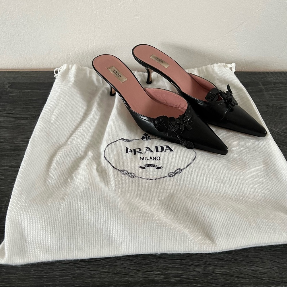Prada Kitten Heel Mules size 34.5 - Picture 10 of 12